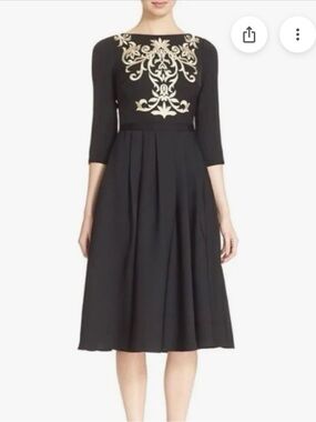 Ted Baker Black Dress with Gold Floral Applique
